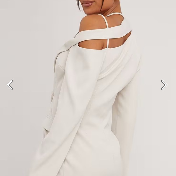 EGO Ivory Blazer Dress Cut Out Shoulder Mini Dress - Picture 4 of 6